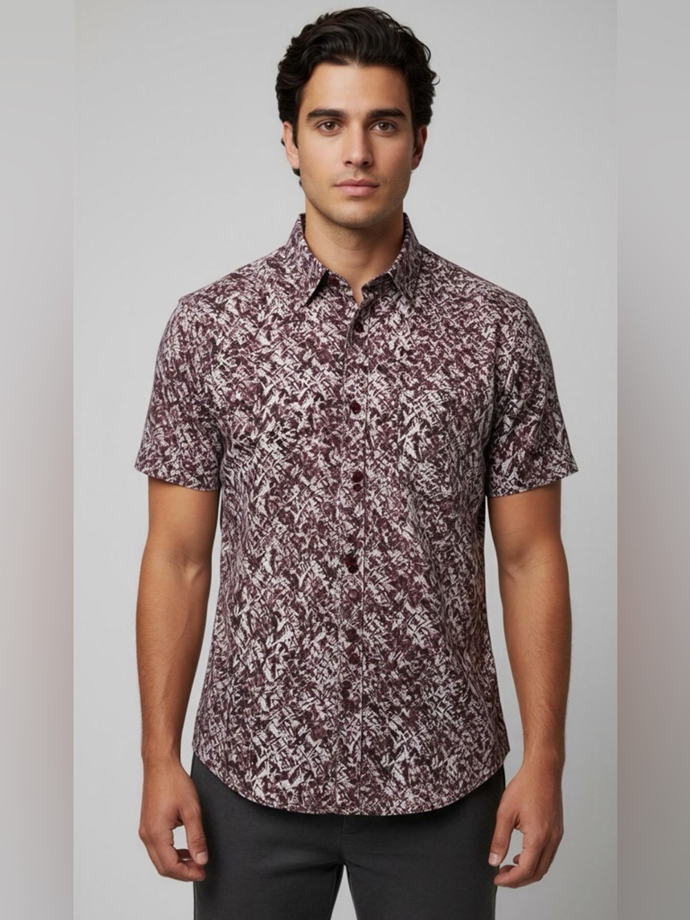 7 Diamonds 4 Way Stretch Short-Sleeve Button-Down Abstract Print Size XL